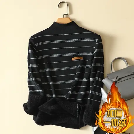 一体绒半高领毛衣女2022年新款加绒加厚保暖打底衫女秋冬内搭针织商品大图