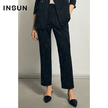 恩裳夏季条纹都市轻熟风chic西裤商品大图