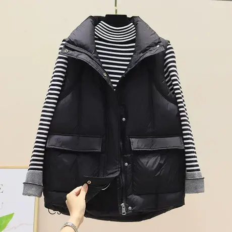 短款羽绒棉马甲女2023秋冬季宽松韩版坎肩时尚百搭背心马夹外套潮商品大图