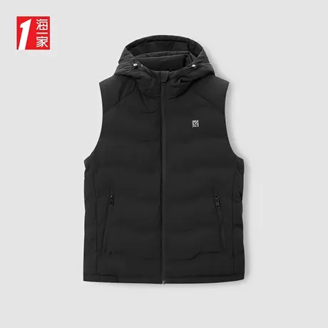 海一家运动休闲保暖外套基础日常连帽基础简约休闲男士羽绒马甲图片