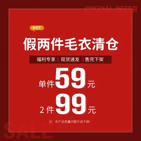 假两件毛衣，单件59元，两件99元!!!商品大图