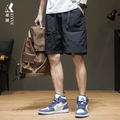 男士冰丝速干短裤2024夏季新款宽松大码工装中裤男薄款休闲五分裤商品大图