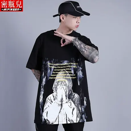 密瓶儿胖子潮牌短袖男夏季青年男装上衣男加肥加大潮流t恤男宽松商品大图