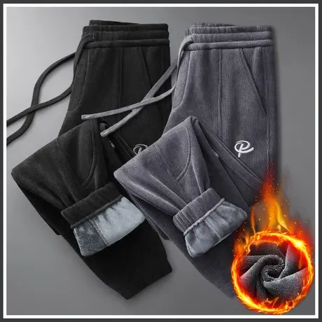 2023年新款冬季男装束脚防风保暖休闲裤子秋冬款加绒加厚卫裤冬裤商品大图