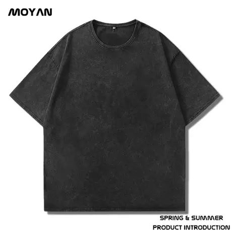 美式300g重磅复古纯色短袖T恤男款夏季大码宽松水洗做旧oversize商品大图