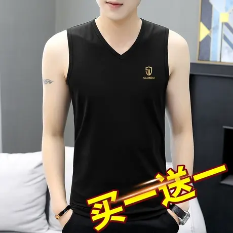 无袖t恤男夏季坎肩砍袖宽肩修身型运动健身莫代尔跨栏汗衫背心潮商品大图