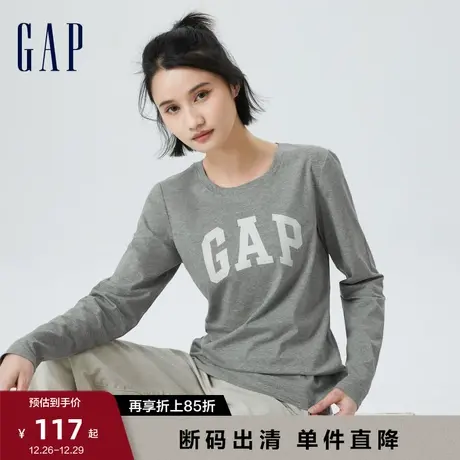 【断码优惠】Gap女装早春LOGO轻薄纯棉长袖T恤时尚休闲上衣755802图片