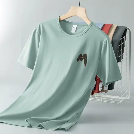 莫代尔冰丝t恤男士短袖潮流修身圆领上衣服夏季半袖凉感速干体恤图片