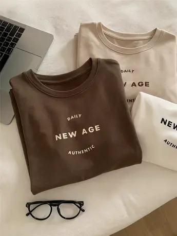 复古简约字母印花短袖T恤女春夏韩版宽松bf原宿风半袖纯棉上衣服商品大图