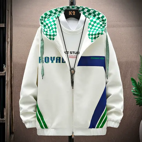 夹克男春秋装个性上衣连帽卫衣青少年外穿秋衣帅气外套秋季潮男装商品大图