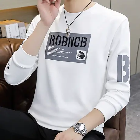 2023秋季新款圆领卫衣男潮流时尚印花休闲百搭长袖T恤打底衫上衣商品大图