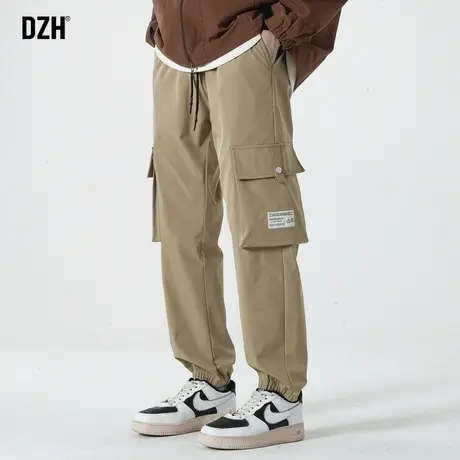 男士卡其色裤子男春夏宽松潮牌2024新款束脚工装裤休闲长裤伐木裤商品大图