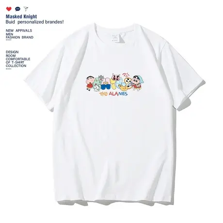 港风短袖男t恤潮牌ins趣味卡通印花休闲情侣装夏季纯棉宽松半袖商品大图