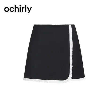撞边小香风短裙裙裤女 ochirly欧时力2024新款春装a字法式别致图片