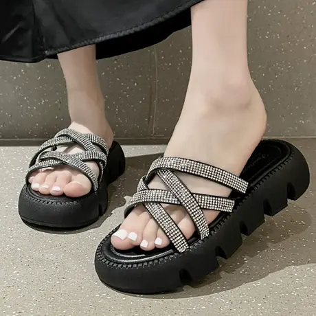 拖鞋女夏季外穿202新款厚底增高踩屎感凉拖时尚网红一字拖百搭女商品大图