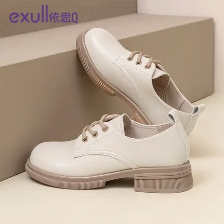 exull/依思Q2024年春季单鞋女粗跟系带欧美风浅口潮流女子单鞋商品大图