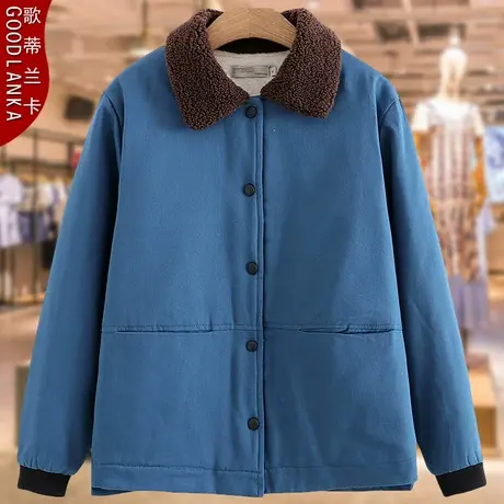 40-50岁中年妈妈冬装加绒棉衣棉袄大码宽松时尚翻领保暖棉服外套商品大图