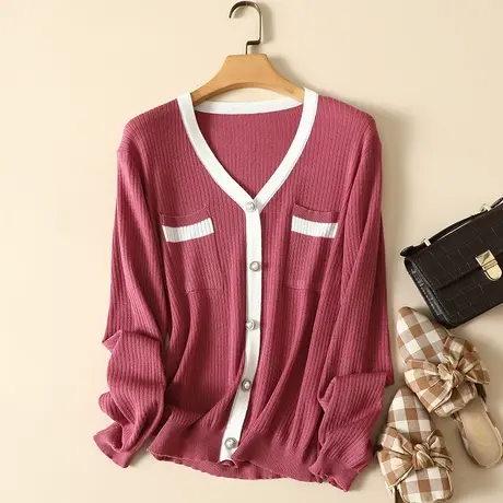 清仓！秋季新款针织羊毛假开衫女外搭长袖宽松显瘦百搭外套毛衣女商品大图