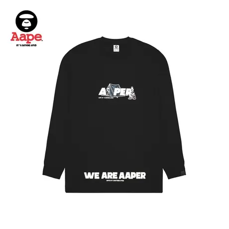 Aape旗舰店男装秋冬猿人军团露营图案迷彩印花休闲长袖T恤1395XXL商品大图