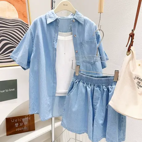 韩代同款~2023夏季天丝牛仔衬衫日系复古工装口袋薄款外套防晒女图片