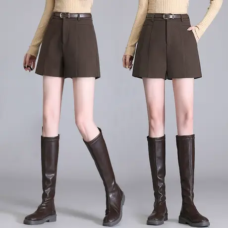 秋冬阔腿西装短裤女2023新款小个子咖色百搭高腰外穿a字靴裤宽松图片