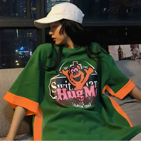 原宿风短袖t恤女2022新款夏季宽松韩版半袖设计感小众上衣服ins潮商品大图