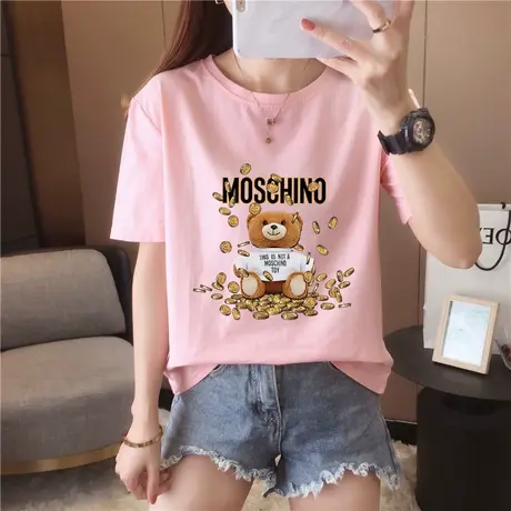 纯棉t恤女2023夏新款闺蜜姐妹情侣装短袖韩版宽松ins学生中袖上衣商品大图