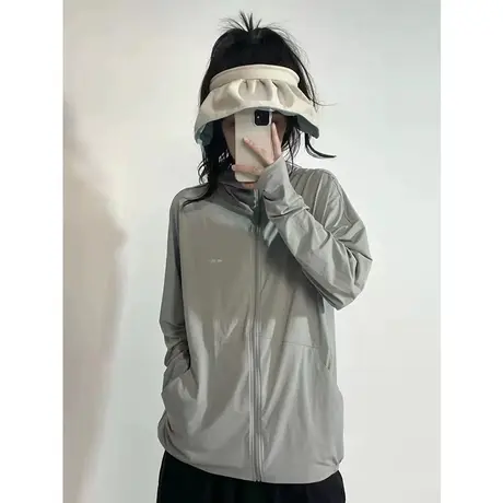 防晒衣女2023年新款夏季薄款外套宽松户外透气防晒服开衫连帽上衣图片