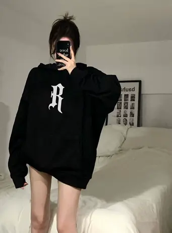 连帽美式复古卫衣女秋冬加绒加厚潮牌oversize小众设计感外套上衣商品大图