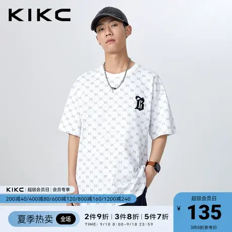 kikct恤男2023春夏新款商场同款字母满印复古潮流老花短袖上衣商品大图