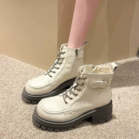 ins马丁靴女英伦风2023新款女靴厚底增高瘦瘦靴子女款小个子短靴图片