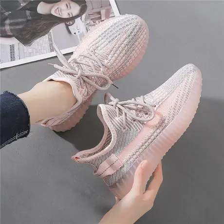 休闲透气椰子飞织鞋女健身2023春秋韩版百搭学生袜子跑步运动鞋潮商品大图