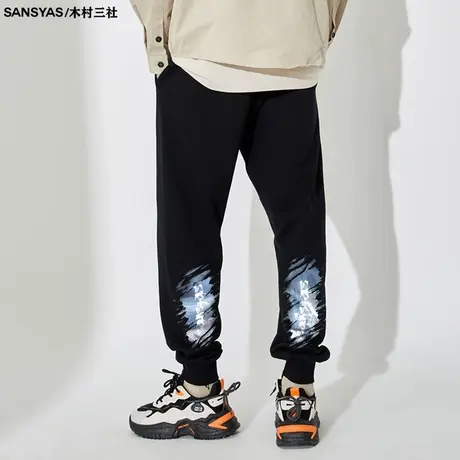 木村三社SANSYAS 风雪印花纯棉卫裤美式高街男休闲束脚裤秋季长裤商品大图