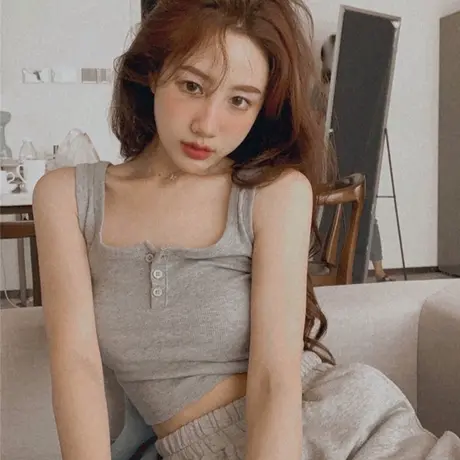 ins辣妹复古设计感小众外穿运动吊带背心女bm风短款紧身内搭上衣商品大图