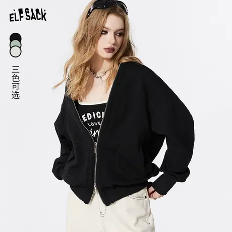 妖精的口袋卫衣开衫短款外套女2024早春新款设计感小个子宽松上衣图片