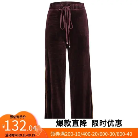 【艾格】2023春季新款个性运动休闲裤女松紧系带阔腿裤官方旗舰店商品大图