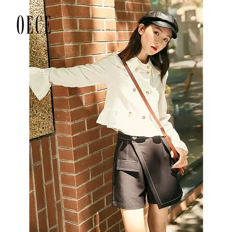 Oece设计感裤子春装新款女装气质复古个性高腰显瘦百搭裙裤商品大图