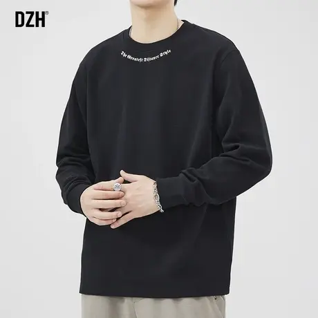 男士黑色内搭打底衫长袖t恤男秋冬圆领男装卫衣男款潮牌上衣体恤商品大图