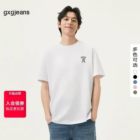 gxg.jeans男装 多色趣味印花时尚简约圆领短袖T恤男生  25夏新款图片