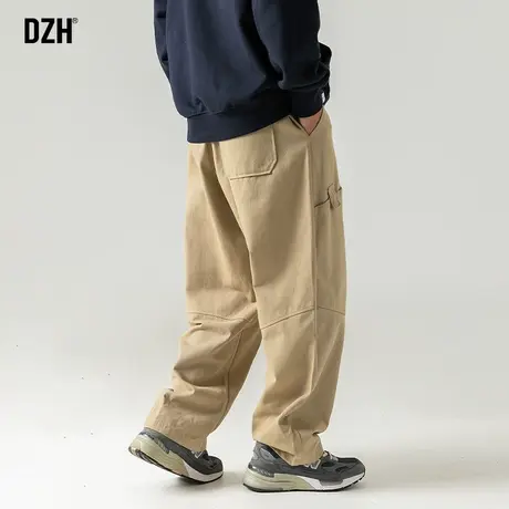 男士卡其色纯棉工装裤男秋款直筒裤2023新款美式vibe伐木裤阔腿裤商品大图