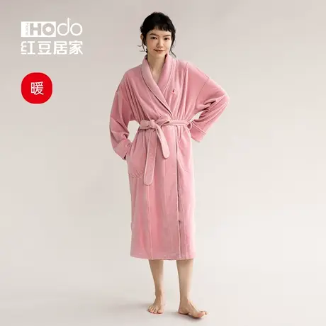 红豆居家【暖暖绒】情侣睡袍海岛绒抗静电睡衣家居服冬季男女浴袍商品大图