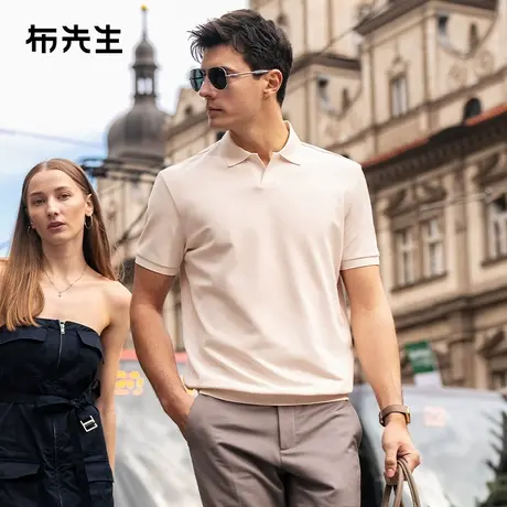 MrBu布先生海鸥领t恤2025夏时尚polo吸汗V形门襟短袖男父亲节礼物商品大图