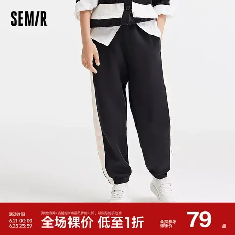 森马儿童长裤春季运动风宽松束脚裤女童裤子松紧腰甜美撞色舒服裤商品大图