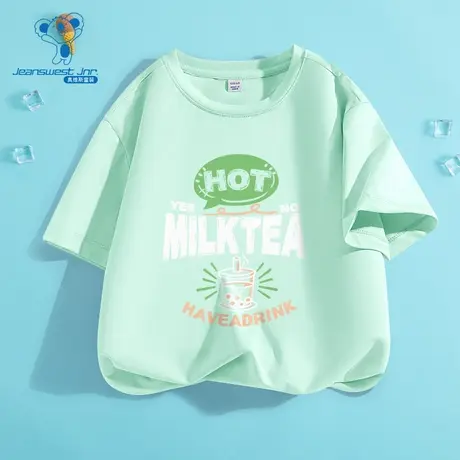 JU真维斯童装2025夏季新款男童圆领速干凉感短袖T恤商品大图