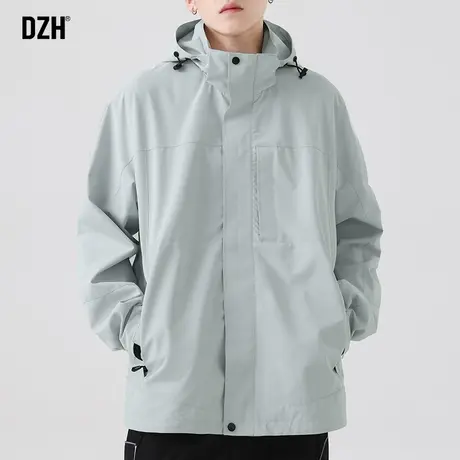 男士防水冲锋衣男款户外工装外套春秋休闲夹克连帽防风机能登山服图片