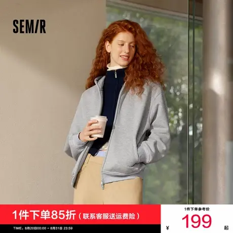 森马外套女摇粒绒落肩宽松慵懒气质冬2025新款简约连帽夹克ins潮图片
