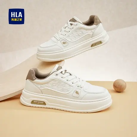 HLA/海澜之家男鞋新款秋季时尚潮流拼接厚底板鞋百搭耐磨增高运动商品大图