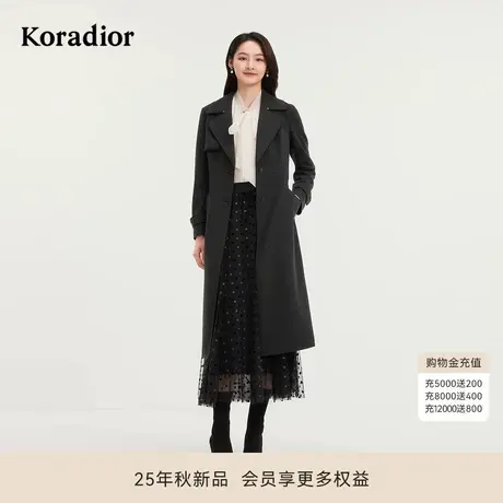 【绵羊毛】Koradior珂莱蒂尔商场同款2025秋新款气质通勤风衣外套商品大图