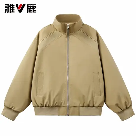 雅鹿2026春秋新款美式立领工装百搭夹克男宽松休闲外套棒球服上衣商品大图