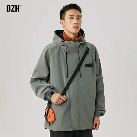 男士连帽冲锋衣外套男高级感工装夹克男装2023新款设计感美式上衣商品大图